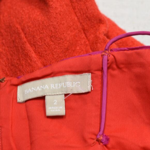 Banana Republic Women Sheath Dress V Neck Sleeveless Rayon Red Size 2 Wool Blend - Picture 7 of 8